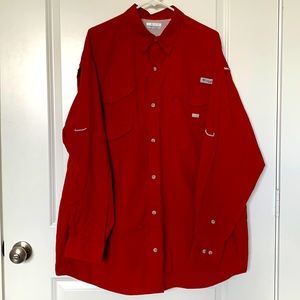 Columbia red fishing shirt